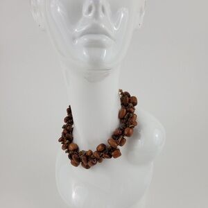 Elegant Brown Wood  Beaded  Necklace